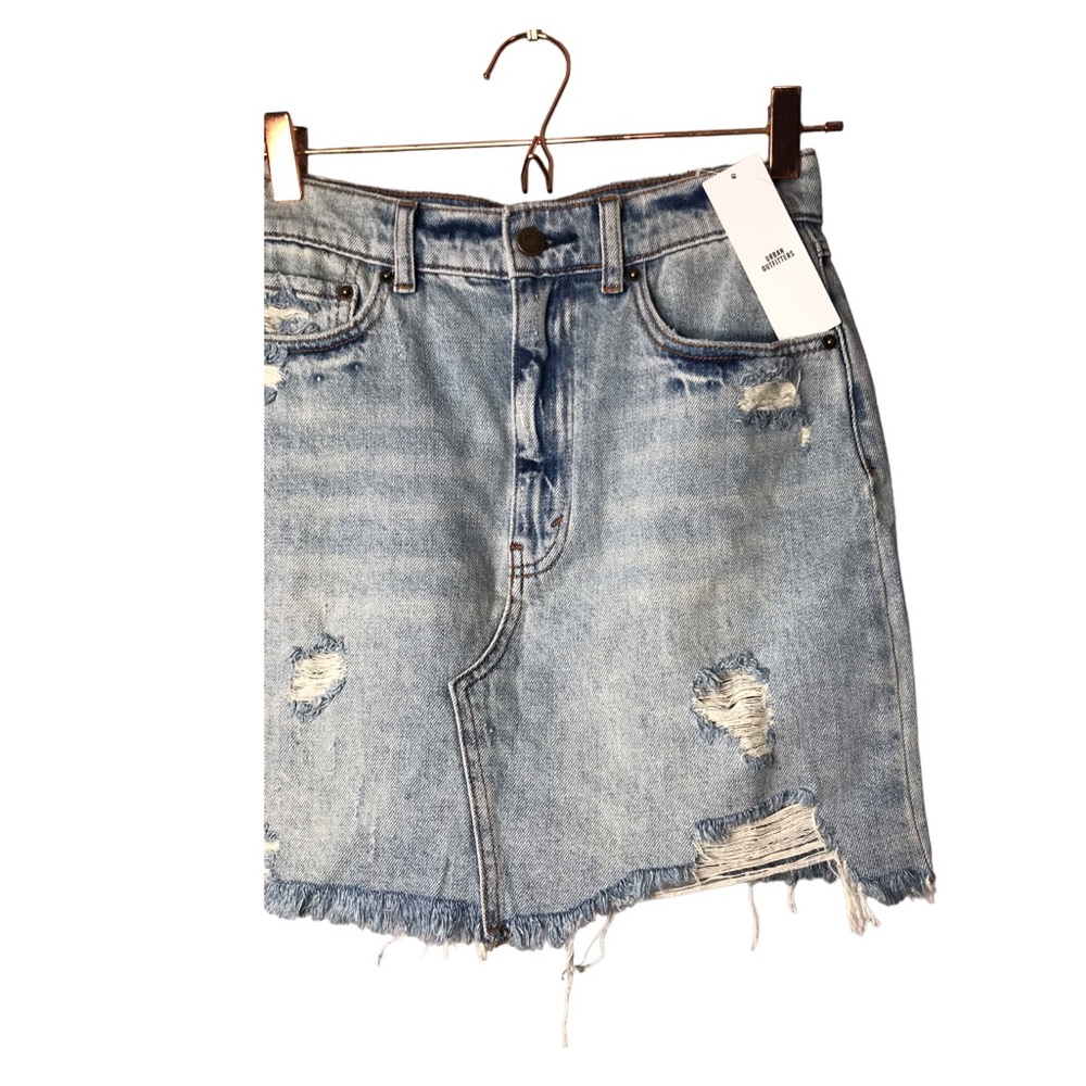 Urban outfitters BDG | New distressed fringe hem jean mini skirt •